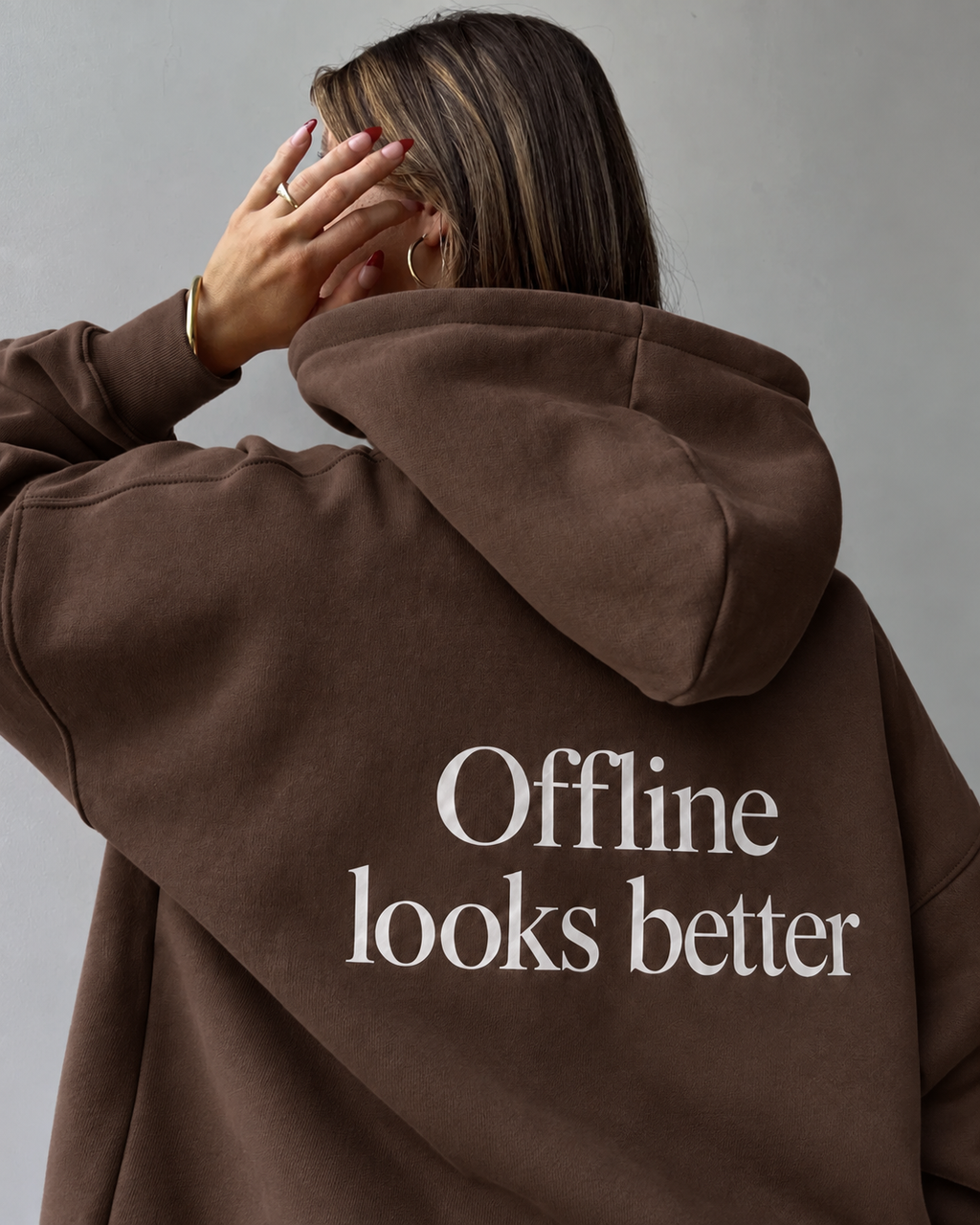 Offline Looks Better Brown Hoodie