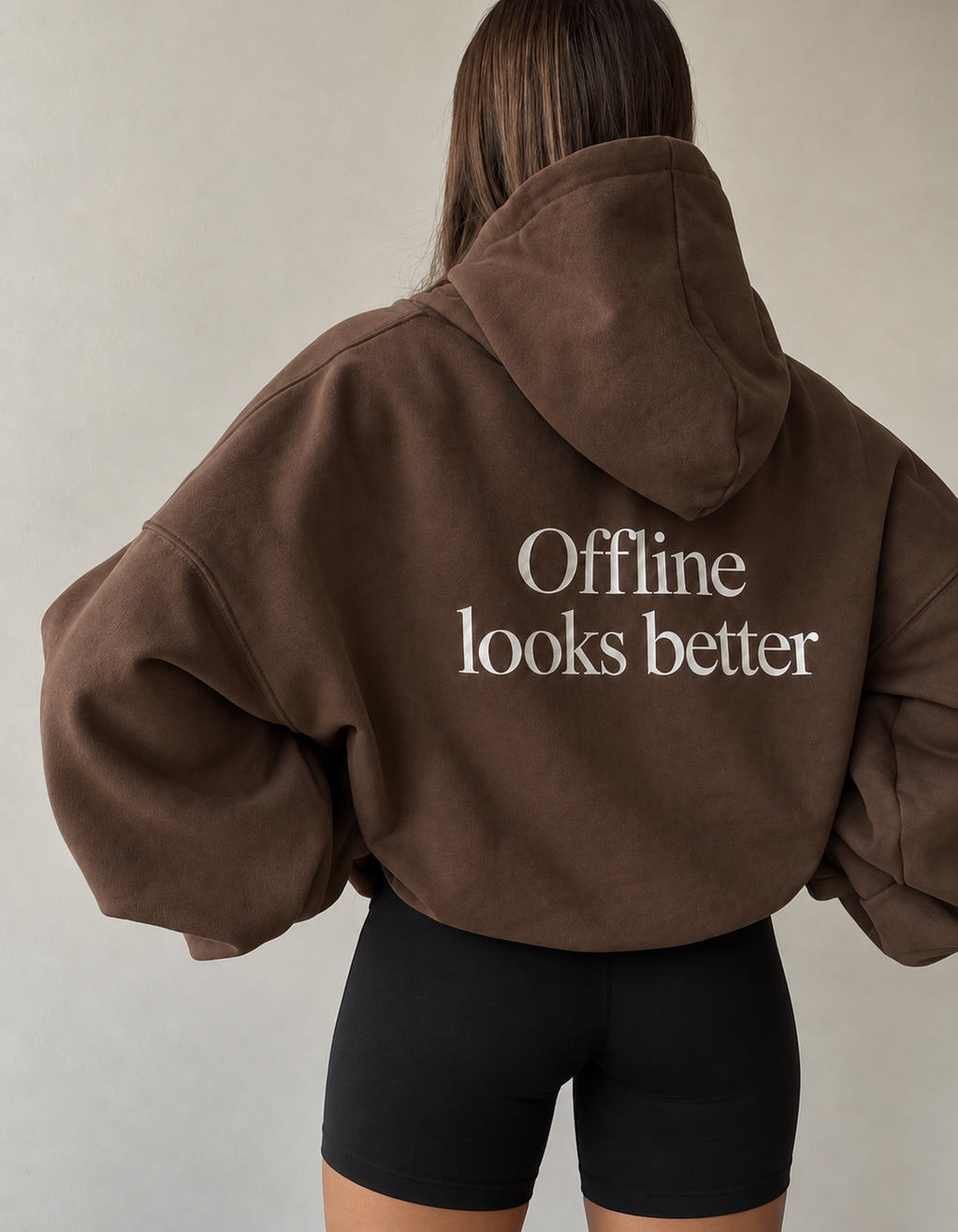 Offline Looks Better Brown Hoodie