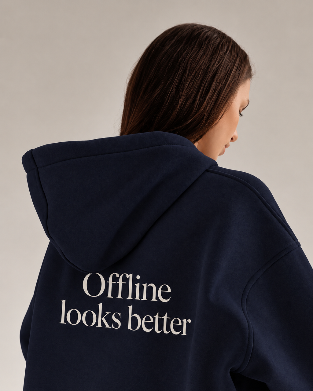 Offline Looks Better – Navy Hoodie