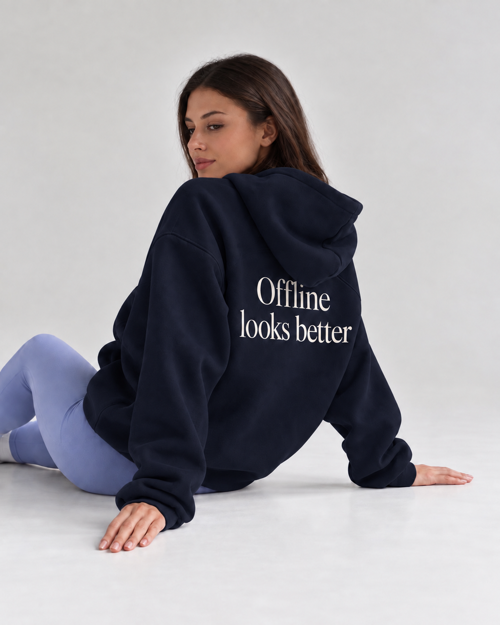 Offline Looks Better – Navy Hoodie