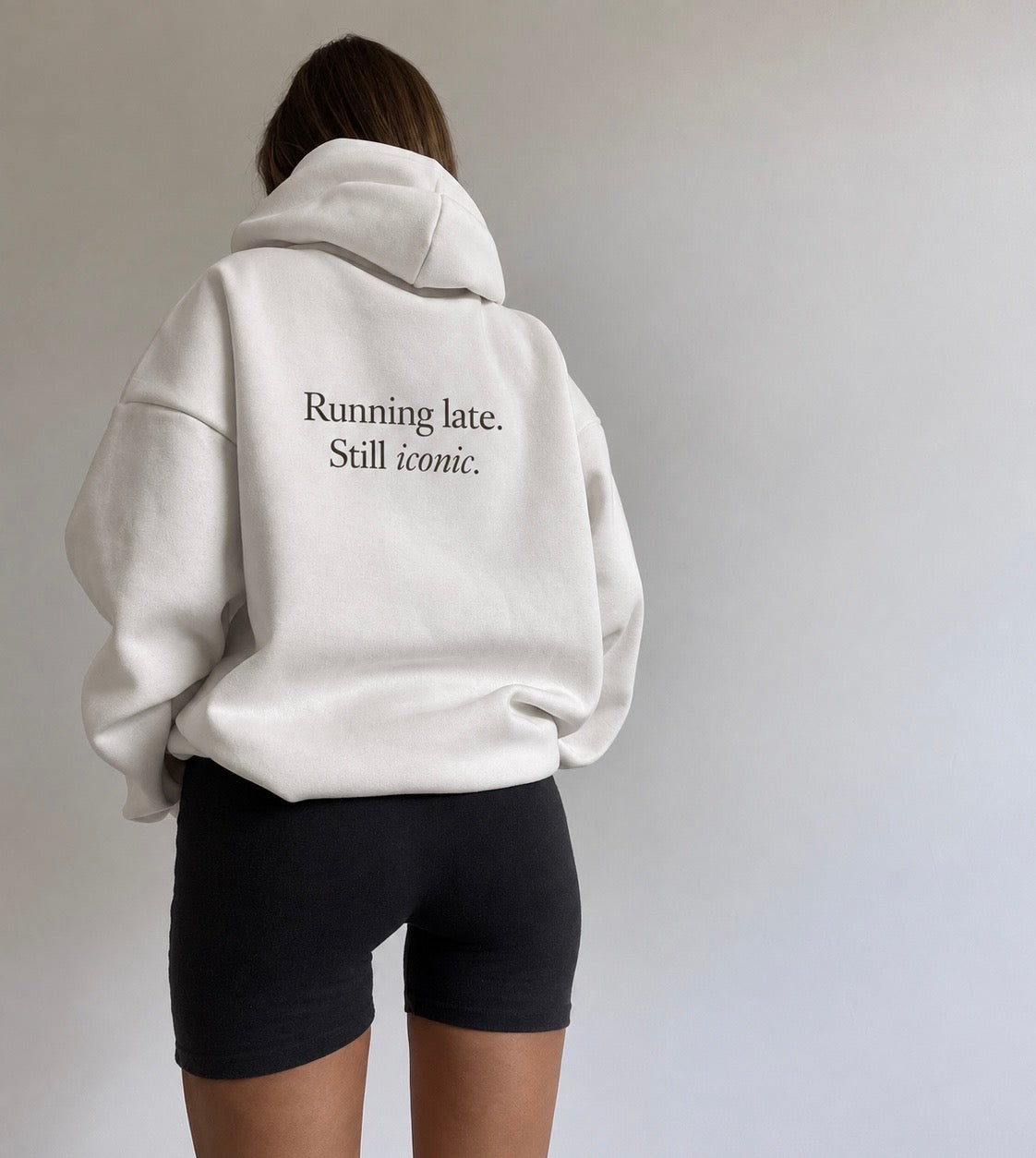 Running Late, Still Iconic — Cream Hoodie