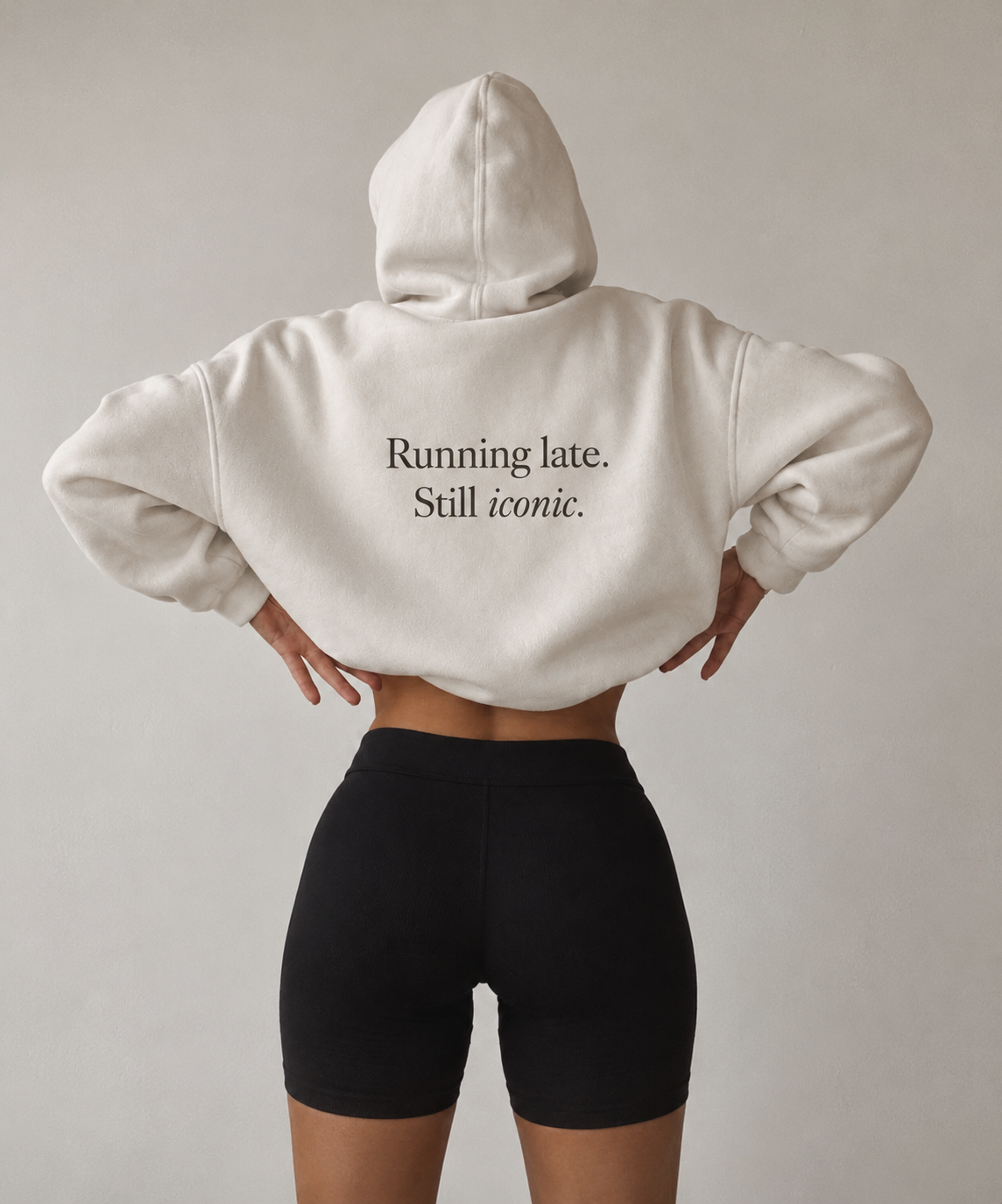 Running Late, Still Iconic — Cream Hoodie