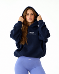 Running late still iconic- navy hoodie